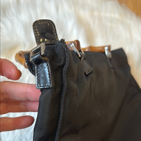 Gucci Black Nylon Tote Bag with Bamboo Handles - Picture 11 of 17